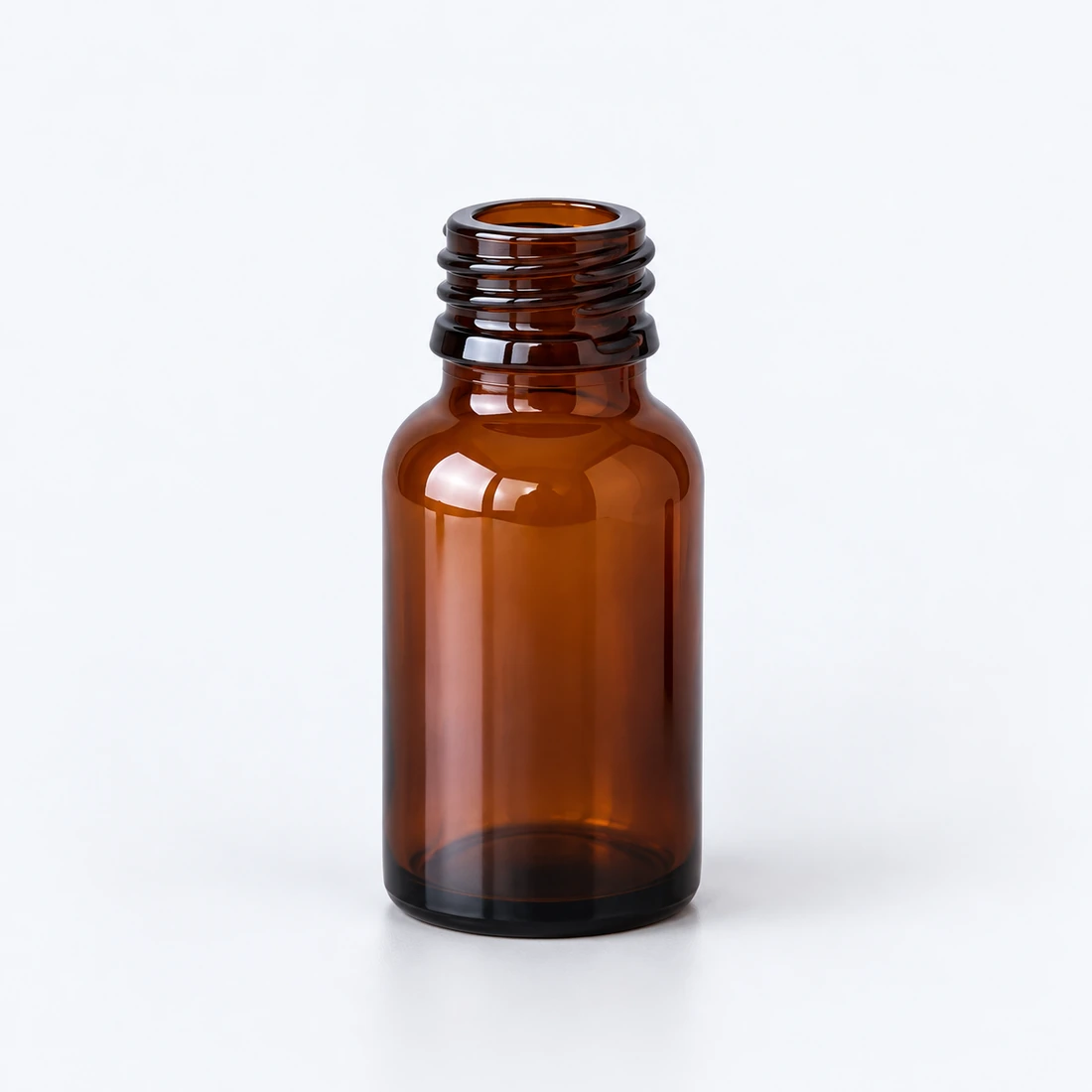 Amber glass bottle · 20 ml / Amber body, threaded open neck