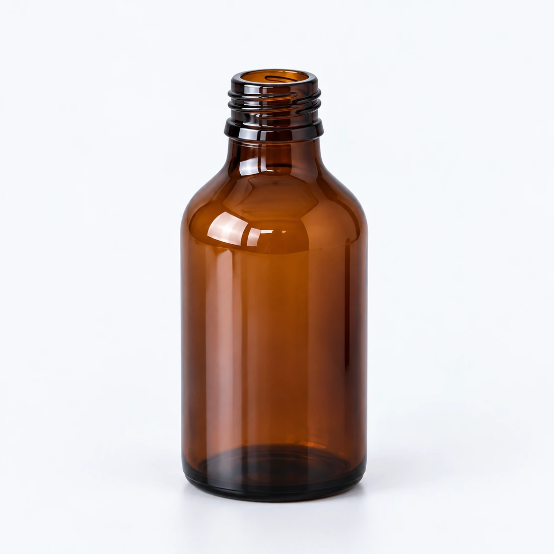 Amber glass bottle · 250 ml / Amber body, threaded open neck