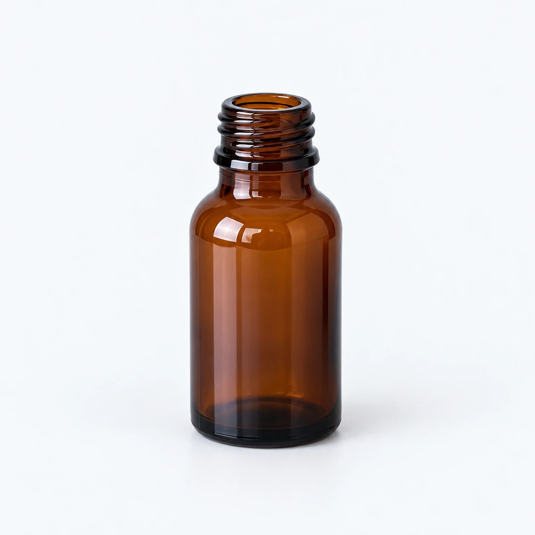 Amber glass bottle · 30 ml / Amber body, threaded open neck