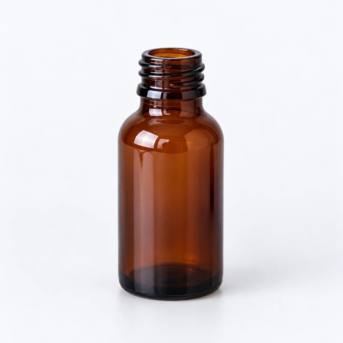 Amber glass bottle · 60 ml / Amber body, threaded open neck